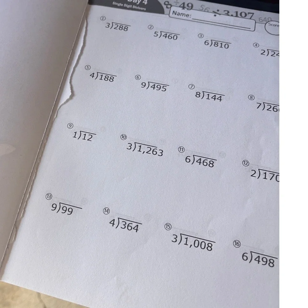 Humble Math Long Division Workbook Ages 10-13 Blue 100 Days Practice
